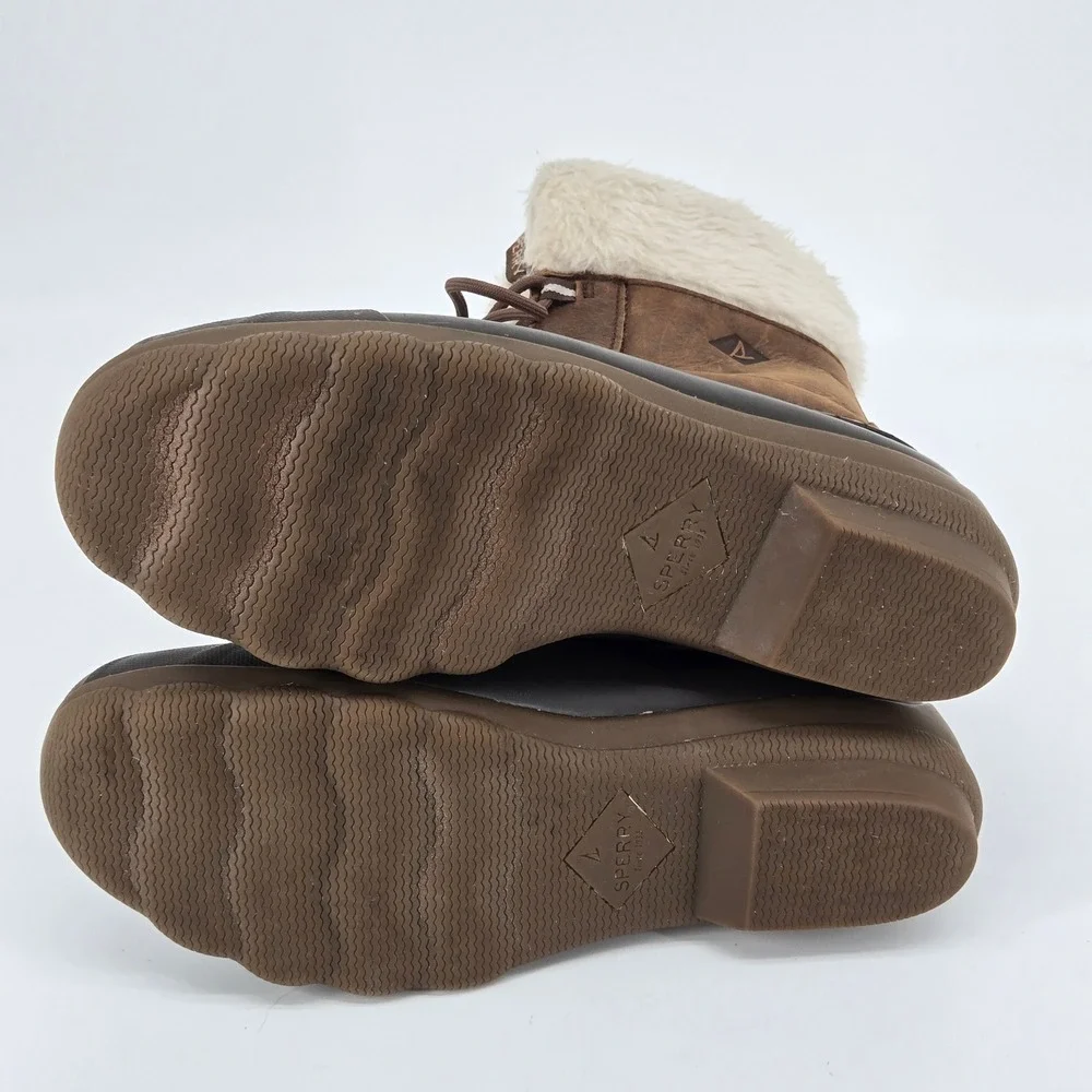 Sperry Top-Sider Maritime Repel Faux Fur Duck‎ Boots Brown Women's Sz 10